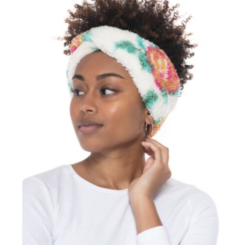Jenni NWT Twisted Sherpa Headband with Stretch White Multi Rose Floral OS New